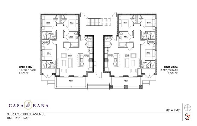 3 beds, 3 baths, 1,374 sqft, $4,350, Unit 102