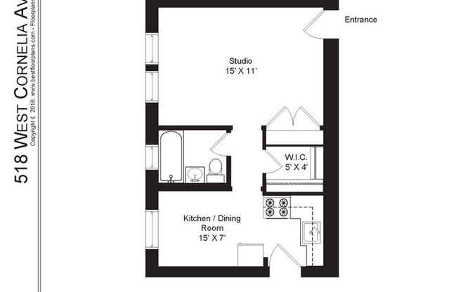 Studio, 1 bath, 445 sqft, $1,595, Unit 518-214