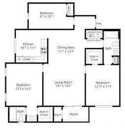3 beds, 2 baths, 1,205 sqft, $2,144