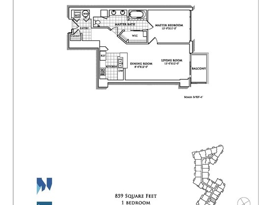 1 bed, 1 bath, 859 sqft, $4,350, Unit 721