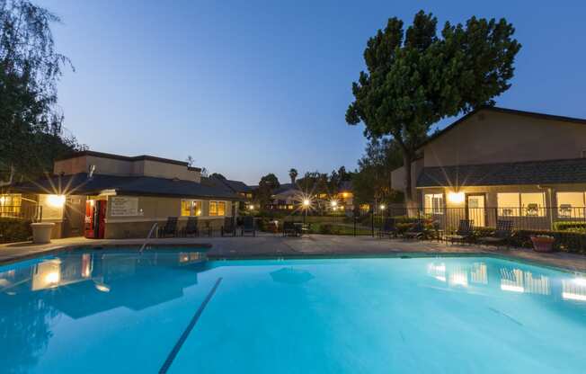 Twilight Pool at Carrington Apartments, Fremont, California