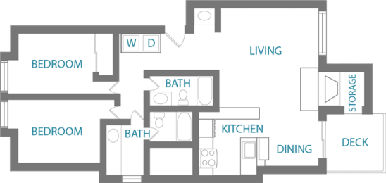 2 beds, 2 baths, 1,015 sqft, $1,799