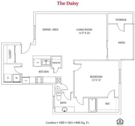 1 bed, 1 bath, 860 sqft, $1,354