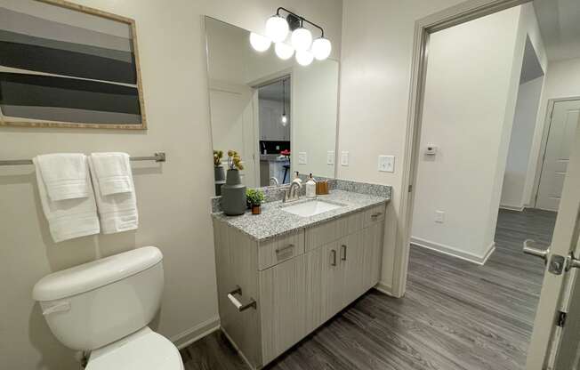 The Crest at Acworth Apartment Home Bathroom with Granite Vanity at The Crest at Acworth, Georgia, 30102