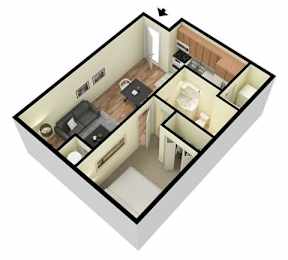 1 bed, 1 bath, 534 sqft, $1,291