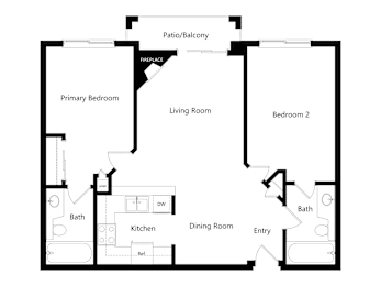 2 beds, 2 baths, 825 sqft, $2,760