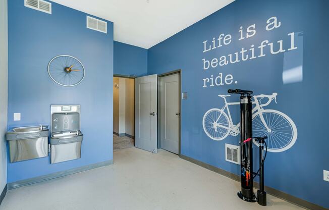 Easily give your bike a tune-up in our bicycle repair station.