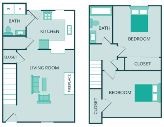 2 beds, 1.5 baths, 900 sqft, $1,200