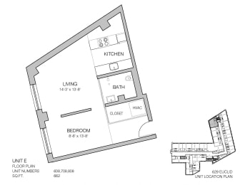 Studio, 1 bath, 662 sqft, $1,100