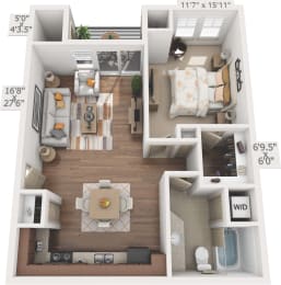 1 bed, 1 bath, 811 sqft, $1,407