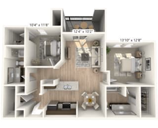 2 beds, 2 baths, 1,000 sqft, $1,760