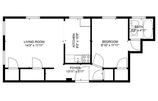 1 bed, 1 bath, 540 sqft, $1,058