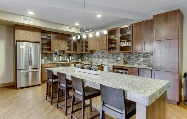 Community Kitchen at The Legends at Silver Lake Village 55+ Apartments, St. Anthony, Minnesota