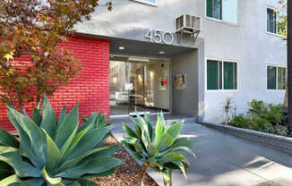 A red building with the number 450 on it.