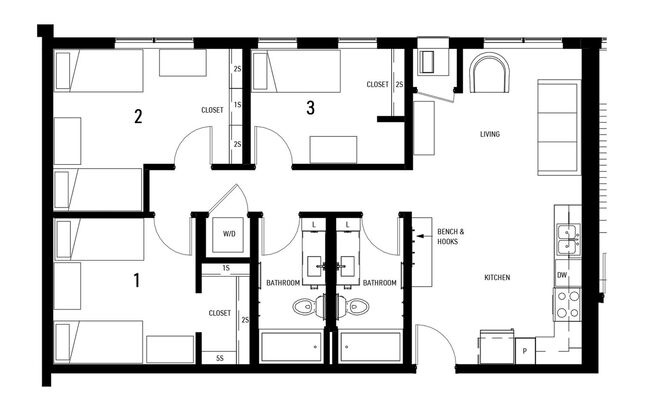 3 beds, 2 baths, 1,020 sqft, $2,460, Unit 506