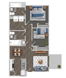 2 beds, 2 baths, 923 sqft, $1,347
