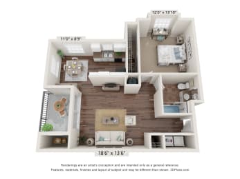 1 bed, 1 bath, 879 sqft, $1,282