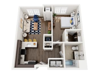 1 bed, 1 bath, 748 sqft, $2,444