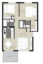 2 beds, 2 baths, 889 sqft, $2,965