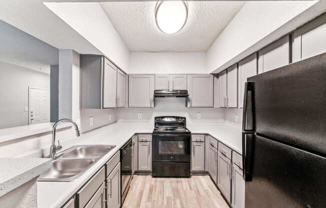 the preserve at ballantyne commons apartment kitchen with stainless steel appliances