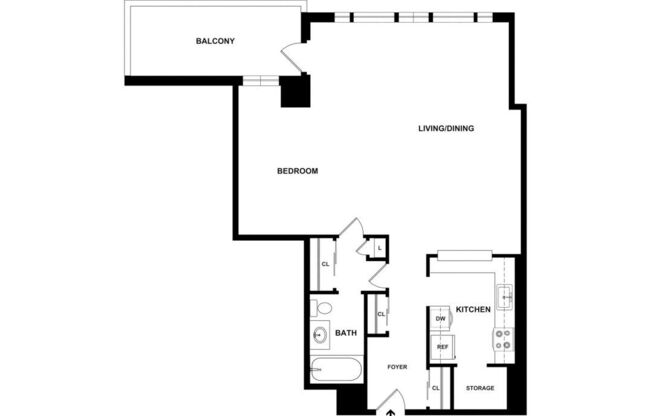 Studio, 1 bath, 684 sqft, $4,244