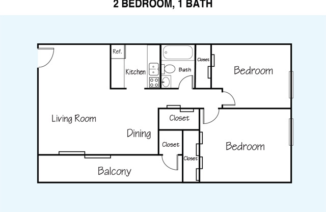 2 beds, 1 bath, 827 sqft, $1,846