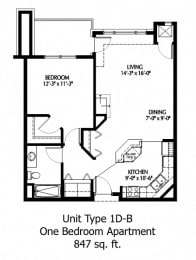 1 bed, 1 bath, 847 sqft, $1,614