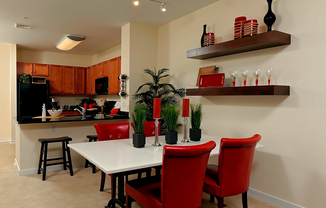 Contemporary Kitchen With Living/Dining Area Large Enough For a Full Dining Table