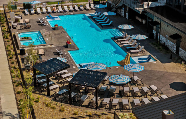 a view of the outdoor pool at the ace hotel anaheim resort