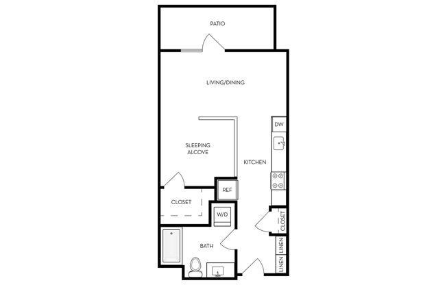 Studio, 1 bath, 571 sqft, $3,165