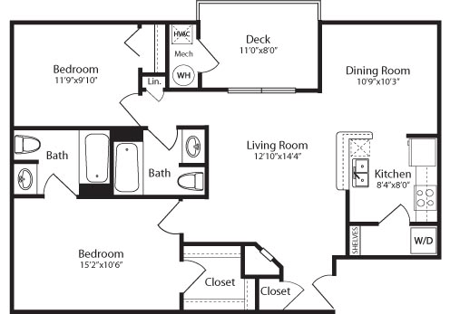 2 beds, 2 baths, 984 sqft, $2,441, Unit 404