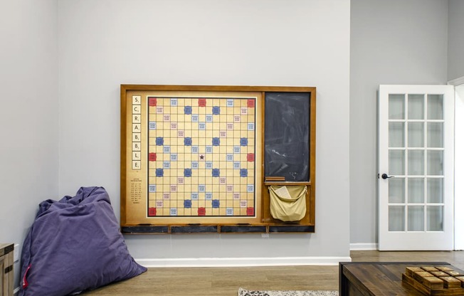a board game in the living room