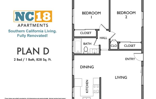 2 beds, 1 bath, 828 sqft, $2,595, Unit Unit 28