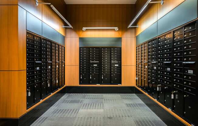 a view of the inside of a wine cellar with wooden walls and racks in it