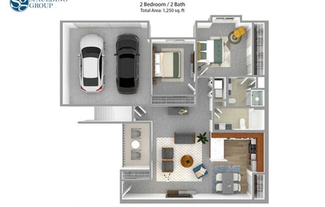 2 beds, 2 baths, 1,250 sqft, $1,995, Unit 402