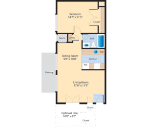 1 bed, 1 bath, 625 sqft, $1,550