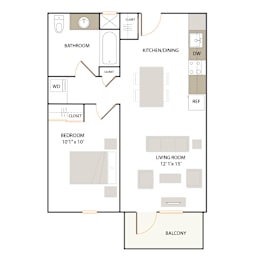 1 bed, 1 bath, 706 sqft, $2,805