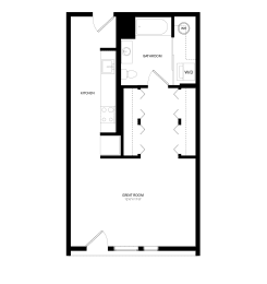 Studio, 1 bath, 578 sqft, $1,325