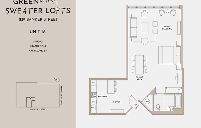 Studio, 1 bath, $5,000, Unit 1A