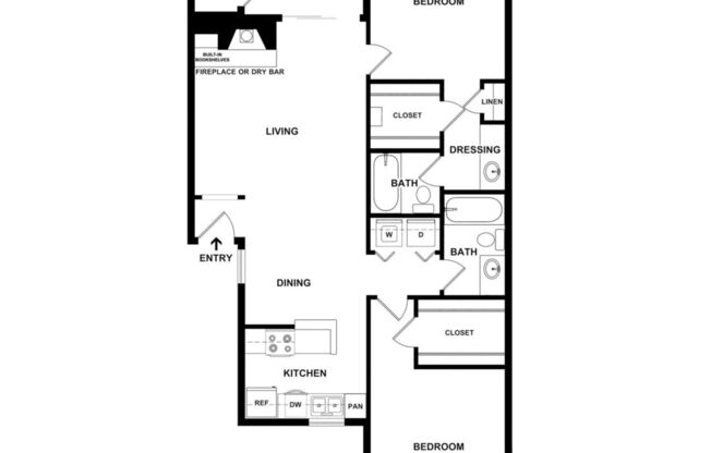 2 beds, 2 baths, 1,036 sqft, $1,295