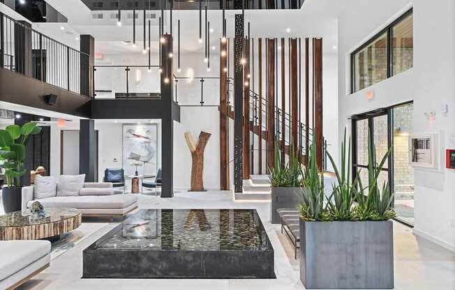 Multi-story clubhouse entry