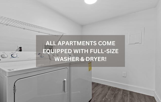 all apartments come equipped with full-size washer dryer! at Sterling Lake Apartments in Sterling Heights, MI