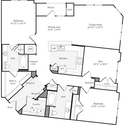 2 beds, 2 baths, 1,568 sqft, $3,221, Unit 419