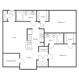 2 beds, 2 baths, 1,040 sqft, $1,176