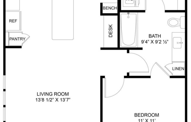 1 bed, 1 bath, 753 sqft, $1,650