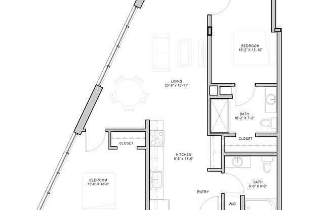 2 beds, 2 baths, 994 sqft, $1,750, Unit 202