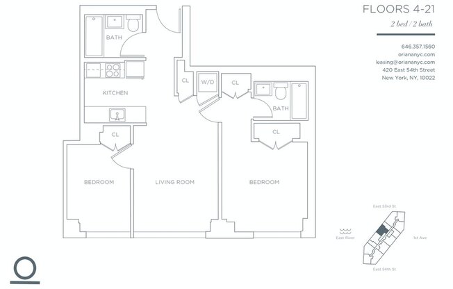 2 beds, 2 baths, 772 sqft, $7,447, Unit 1701