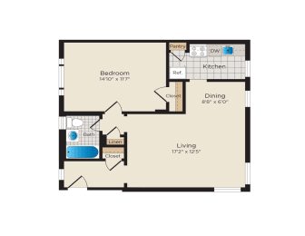 1 bed, 1 bath, 582 sqft, $1,428