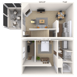 1 bed, 1 bath, 720 sqft, $1,294