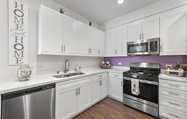 Chef-Inspired Kitchens Feature Stainless Steel Appliances at LEVANTE APARTMENT HOMES, Fontana, CA
